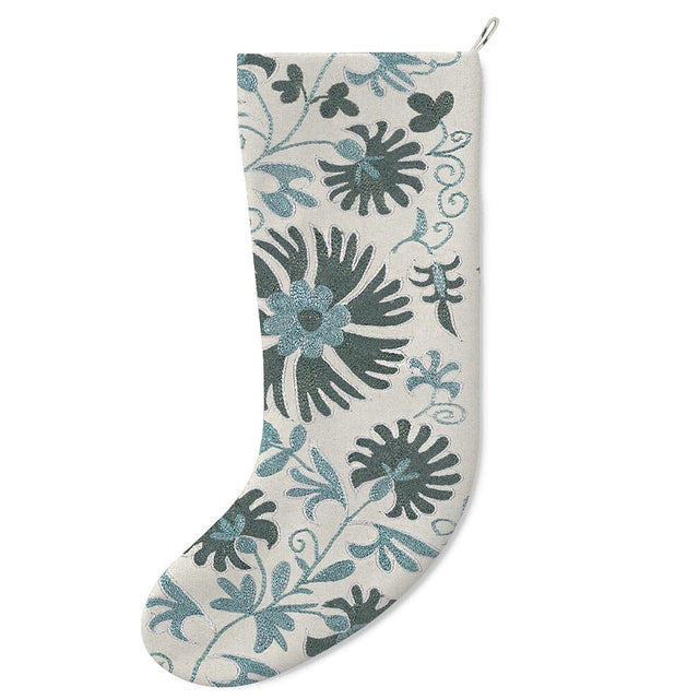 Sage Ribbon Suzani Stocking Holiday Accent ADT 