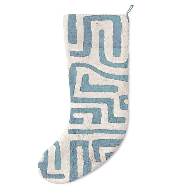 Indigo Classic Kuba Cloth Stocking Holiday Accent ADT 