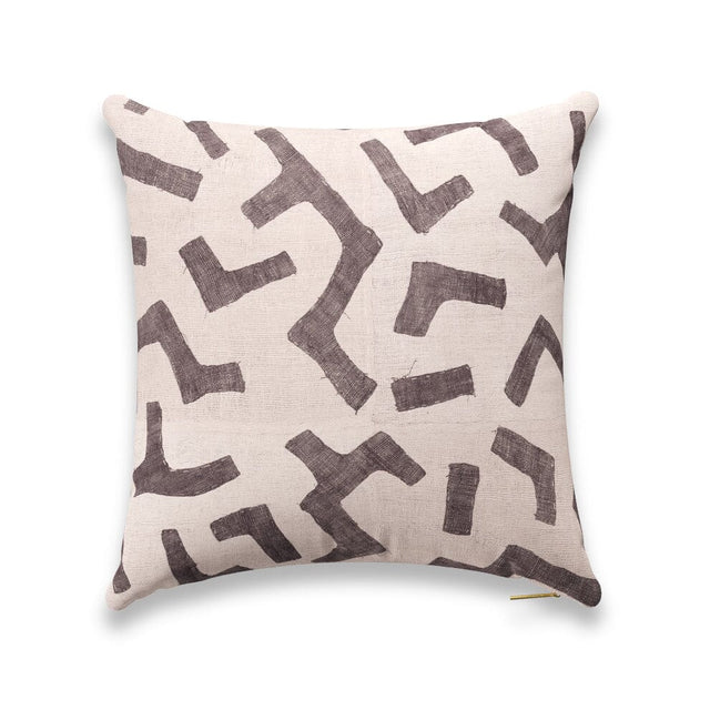 Ecru Figures Kuba Cloth Pillow Pillow ADT 22" W x 22" H 