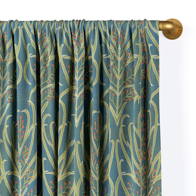 Teal Vines Suzani Rod Pocket Curtain Curtains St. Frank 84" Curtain Panel 