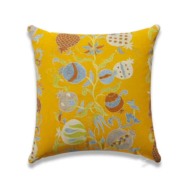 Golden Pomegranate Suzani Outdoor Pillow Pillow ADT 22" W x 22" H 