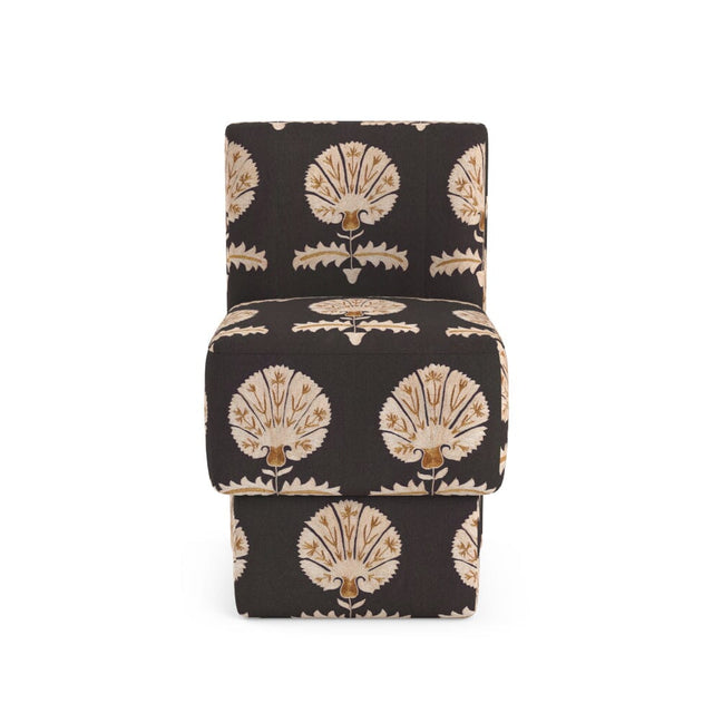 Black Daisy Suzani Anita Vanity Stool Furniture Revive Upholstered Base 