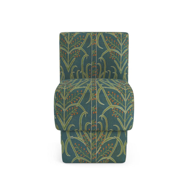 Teal Vines Suzani Anita Vanity Stool Furniture Revive Upholstered Base 