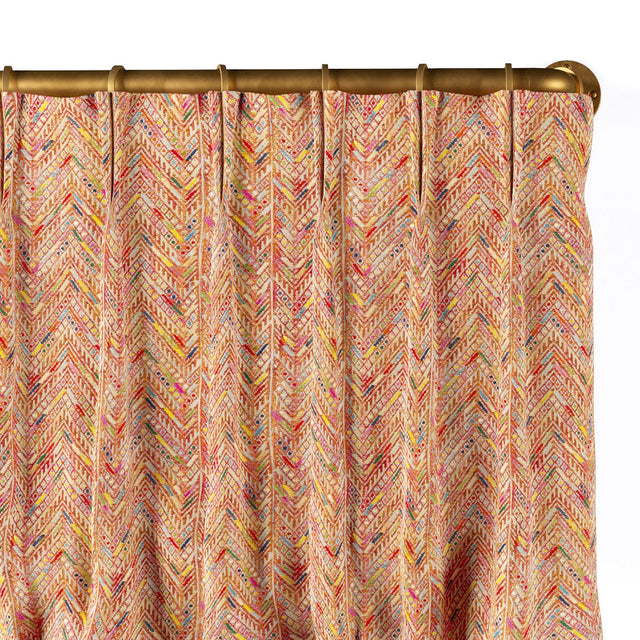 Salmon Herringbone Huipil French Pleat Curtain Curtains St. Frank 