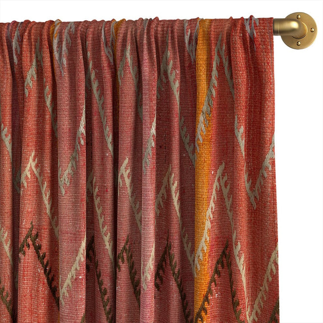 Rouge Chevron Kilim Rod Pocket Curtain Curtains St. Frank 