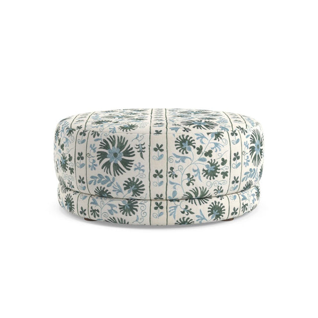 Sage Ribbon Suzani Nico Large Ottoman Furniture Revive 