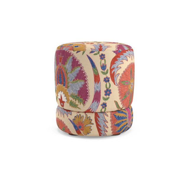 Bright Botanical Suzani Nico Small Ottoman Furniture Revive 