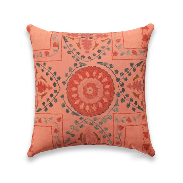 Coral Trellis Suzani Outdoor Pillow Pillow ADT 22" W x 22" H 