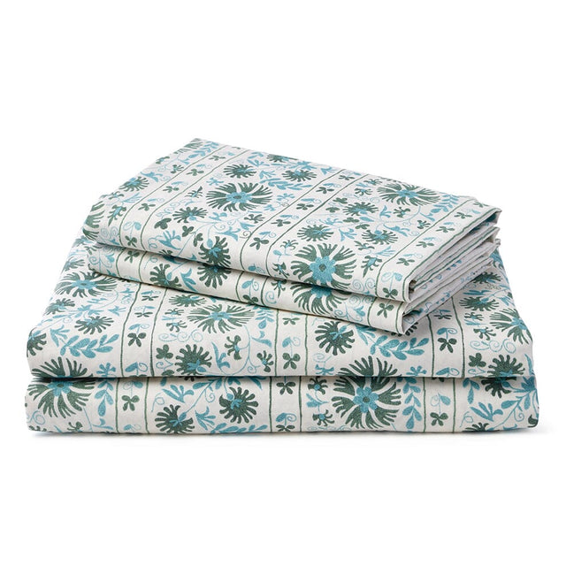Sage Ribbon Suzani Sheet Set Bedding St. Frank 