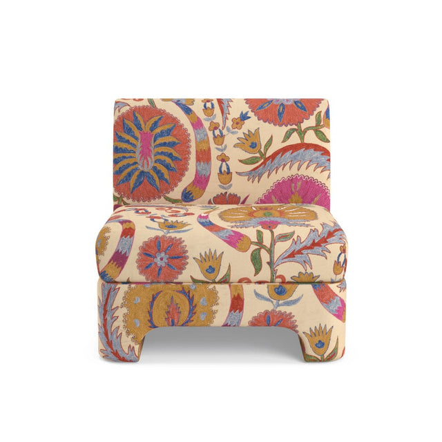 Bright Botanical Suzani Sienna Slipper Chair Furniture Revive 