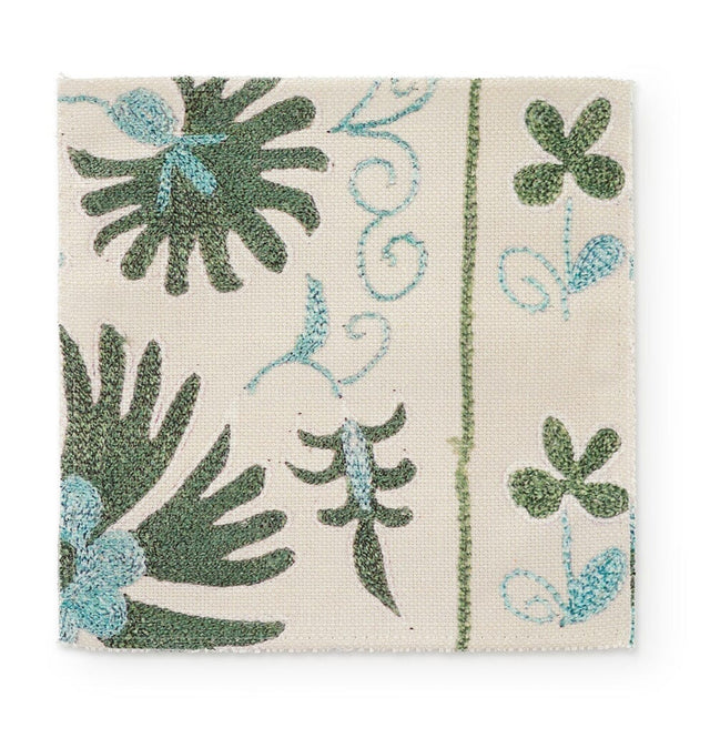 Sage Ribbon Suzani Outdoor Performance Fabric Fabric by the Yard ADT 