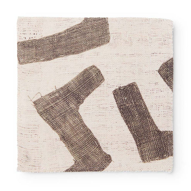 Ecru Figures Kuba Cloth Outdoor Performance Fabric Swatch Swatch ADT 