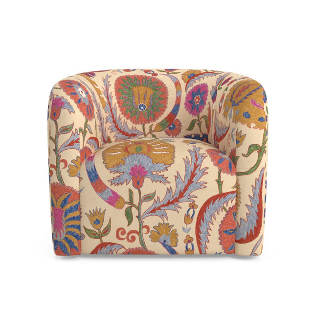 Bright Botanical Suzani Esther Swivel Chair Furniture Revive 