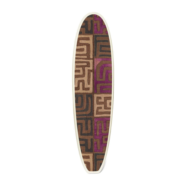 Plum Patchwork Kuba Cloth Surfboard Surfboard St. Frank Fun Board - 84" 